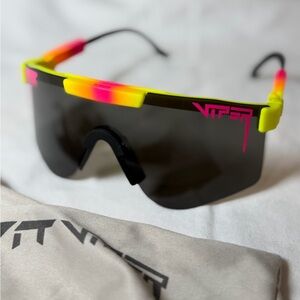 Pit Viper The Italo Original Polarized Neon Yellow and Pink Sunglasses